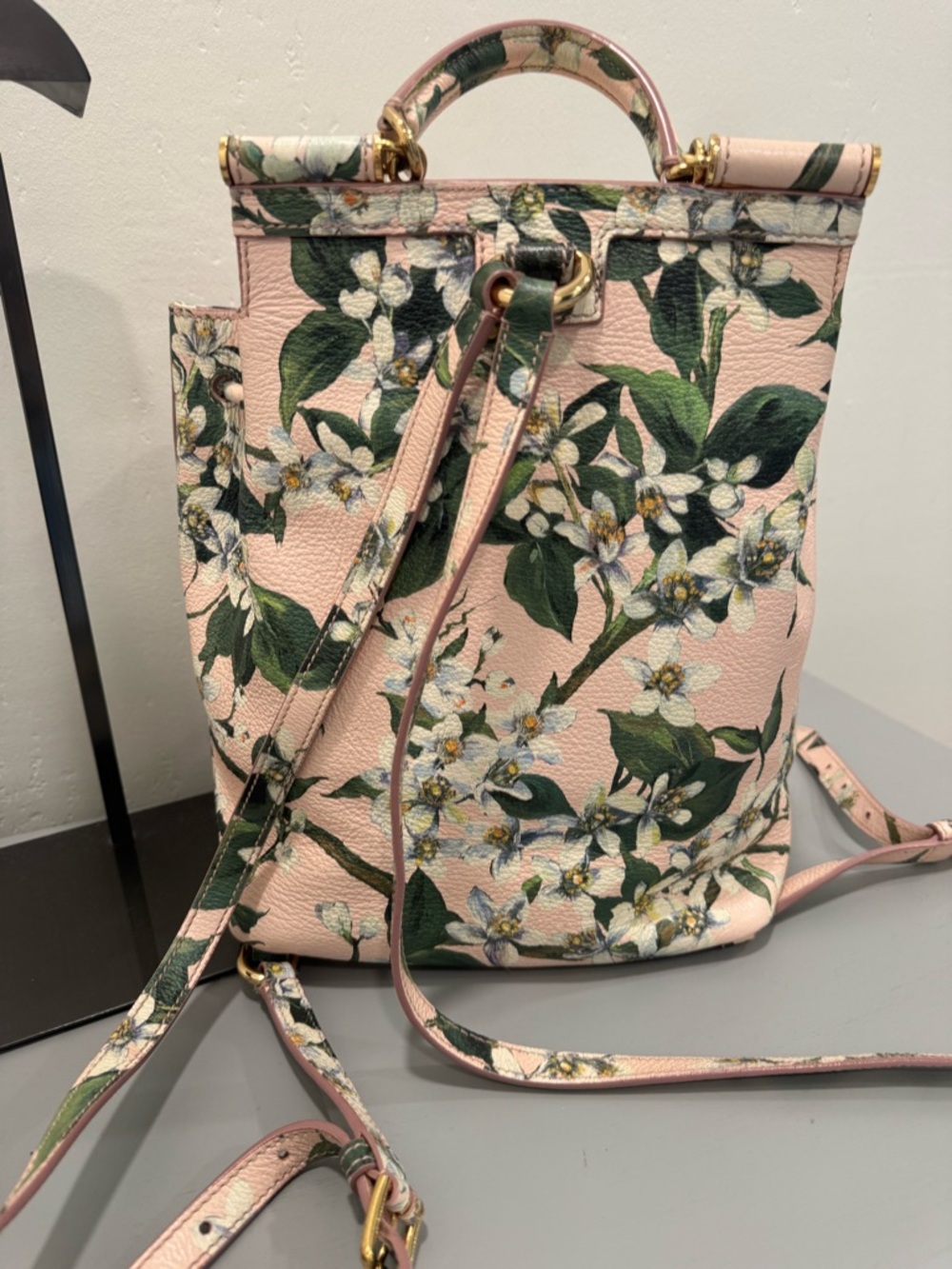 Dolce & Gabbana Floral Sicily Leather Backpack in Pale Pink - Picture 8 of 9